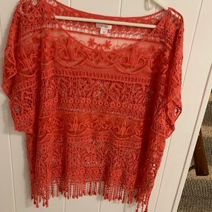 Coral lacy shirt size large